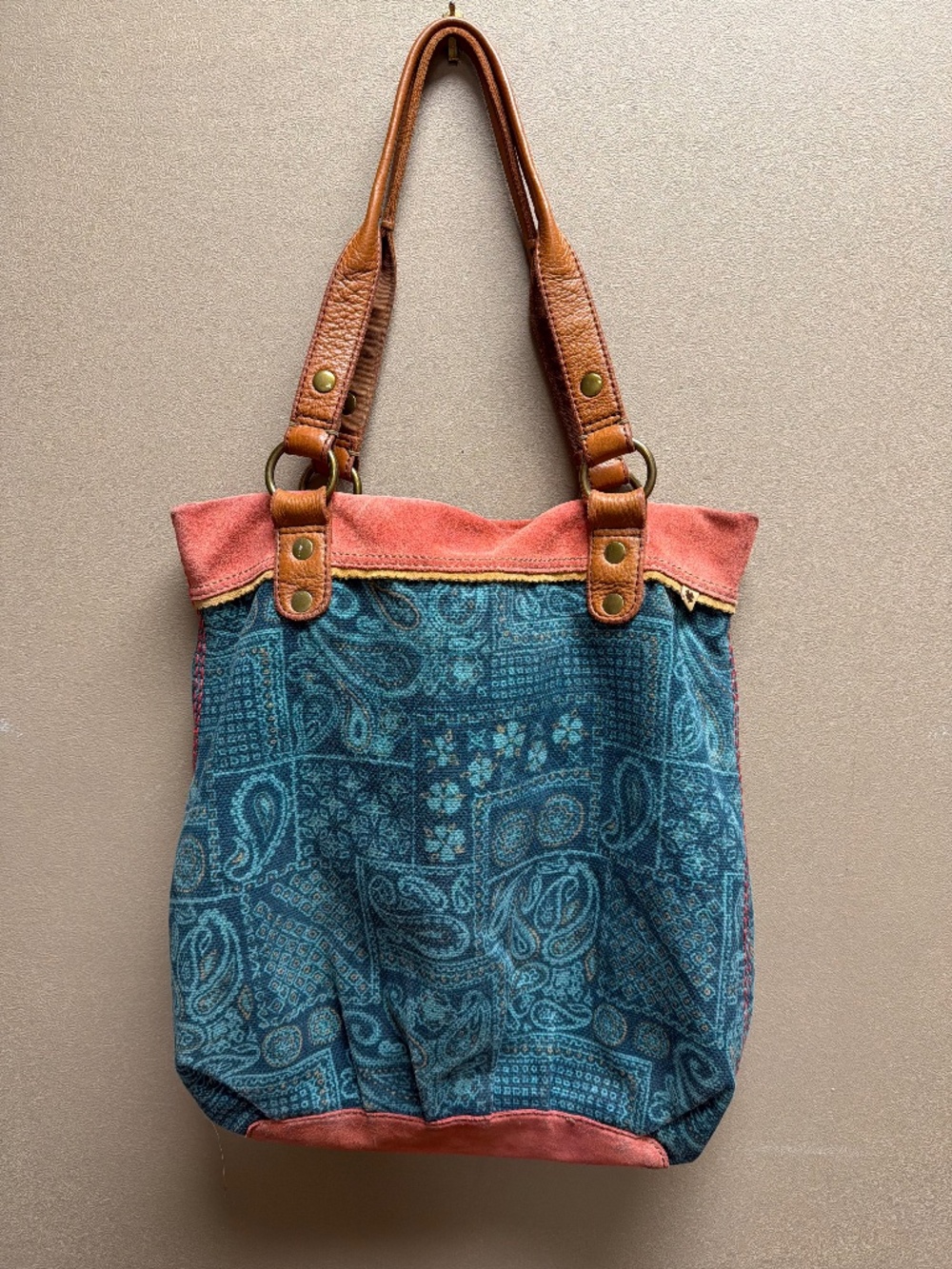 Lucky Brand Leather Trim Boho Tote